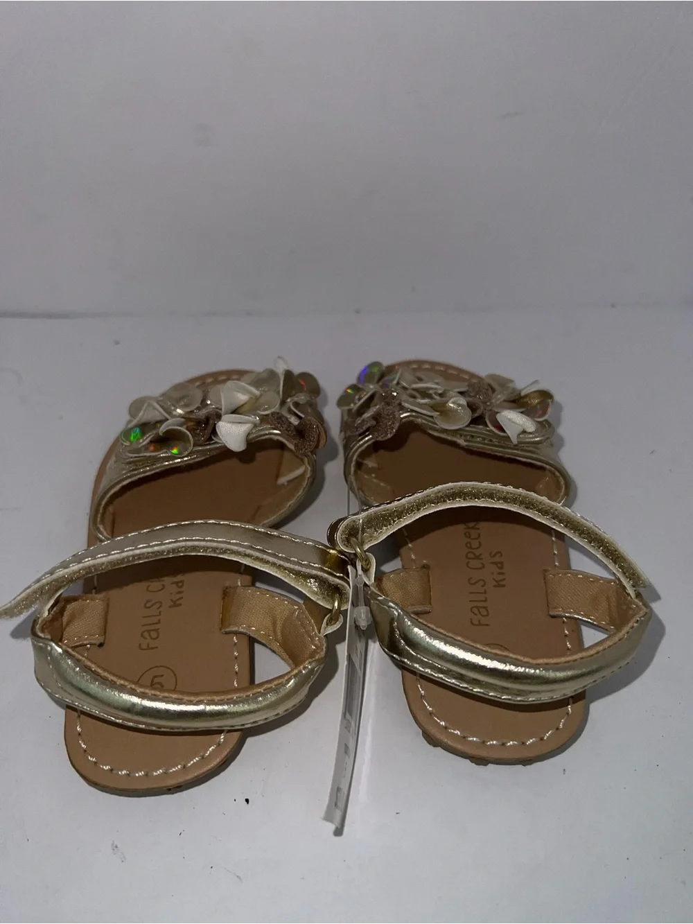 Falls Creek Kids Gold Floral Sandals – Toddler Size 5